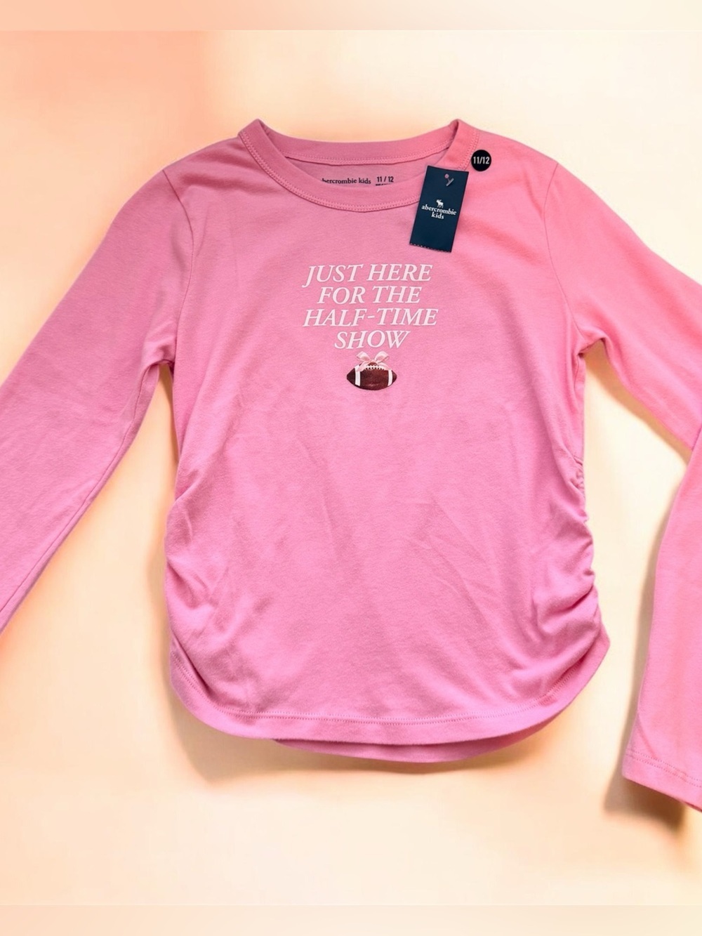 abercrombie kids Pink Long Sleeve Tee "Just Here for the Half-Time Show"